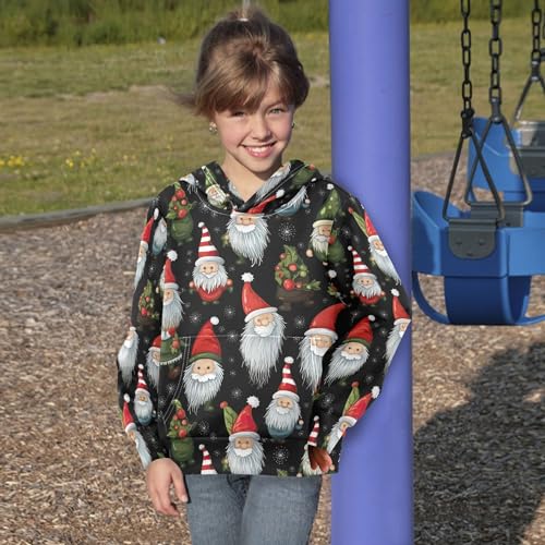 Kids Hoodies Sweaters Christmas Xmas Gnome Dwarfs Hooded Sweatshirts with Big Pockets for Boys Girls B04004494