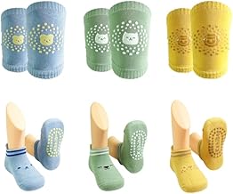 3 Pairs of 4-Leg Baby Knee Pads, Non-Slip Baby Socks, Baby Knee Pads, Knee Protectors, Child Knee Support, Child Knee Support