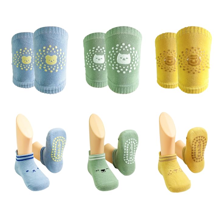 3 pares rodilleras bebe gateo calcetines antideslizantes para niño