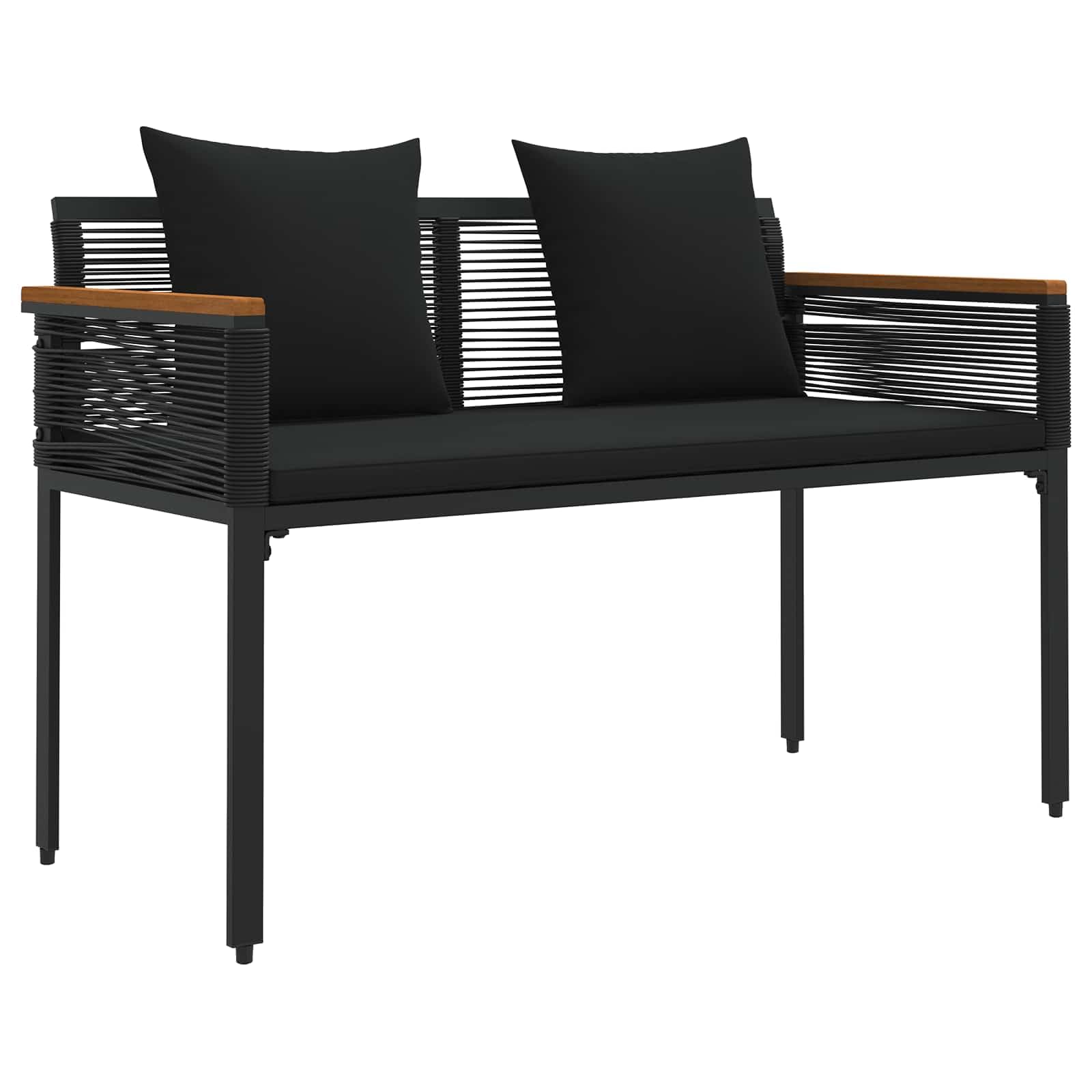 Banc extérieur en polyrotin résistant aux intempéries vidaXL noir réglable 117 cm