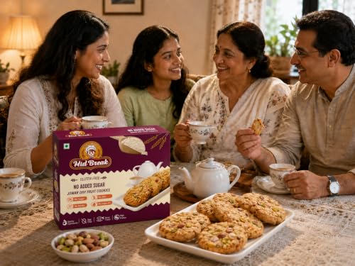 Image of Midbreak No Added Sugar Jowar Millet & Dry Fruit Cookies 200g (Pack of 1) |Gluten-Free Biscuits | High Fiber Diabetic-Friendly Healthy Snack