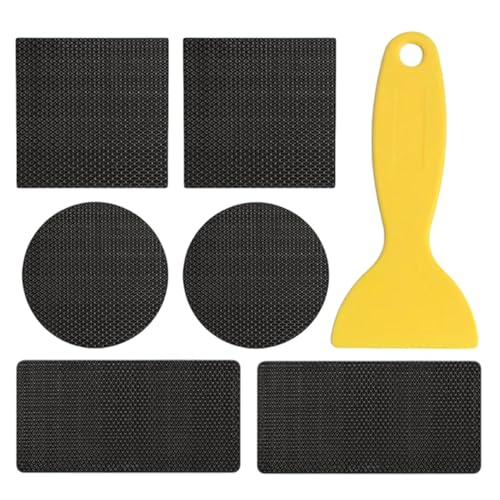 Kit de Rustine pour Trampoline | 6 Pièces Kit Réparation Filet Trampoline - 3 Formes de Pièces Autoadhésives avec Raclette pour Jeux de