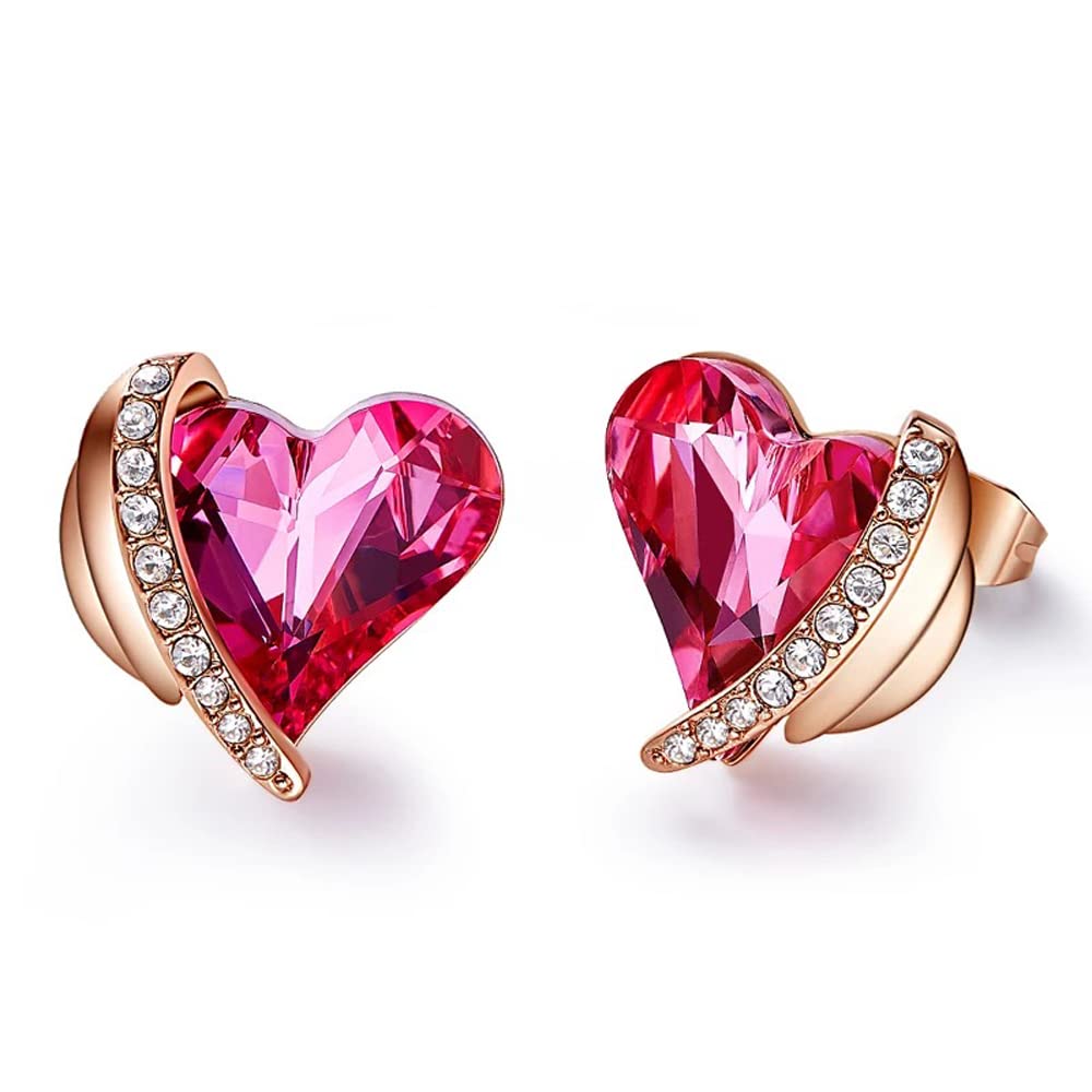 Shining Diva Fashion Latest Stylish Rose Gold Austrian Crystal Heart Stud Earrings for Women and Girls (14623er) (B0B8XC2V7B) Amazon Price History, Amazon Price Tracker