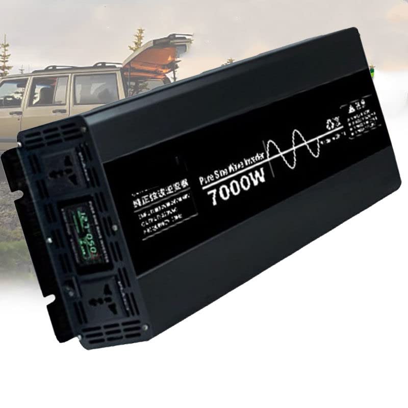 Przetwornica napięcia 7000 W/10000 W DC 24 V/48 V do AC 230 V 240 V czysta fala sinusoidalna przetwornica napięcia, wyświetlacz napięcia 2 uniwersalny Gniazda, falownik do przyczepy,7000W-12V