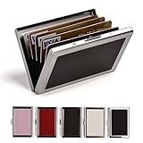 RFID Credit Card Holder Wallets for Women & Men, Slim Stainless Steel and PU Leather Credit Card Protector for Holding Debit ATM Card