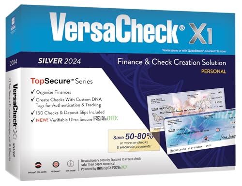 Versacheck VCX1S-1775 X1 Silver 2024 - Personal Finance And Check Creation Software cover