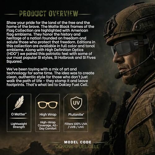 Image of Oakley Standard Issue SI FUEL CELL USA FLAG Collection Military Grade Sunglasses With Official Eyewear Kit