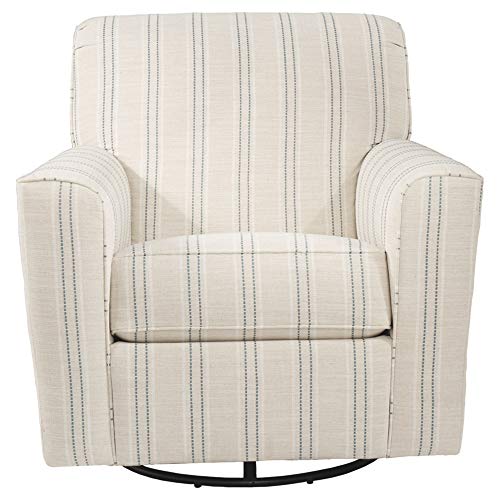 Signature Design By Ashley Alandari Striped Traditional 360-Degree Swivel Accent Chair, Beige #TOP1