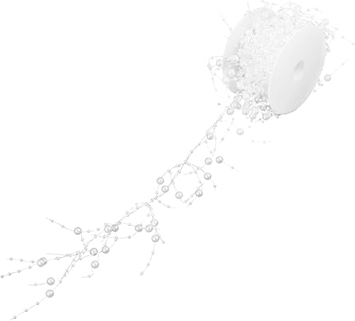 FOMIYES Velas flotantes, velas flotantes, perlas artificiales, cadena de cuentas, guirnalda de flores, alambre con cuentas para decoración de bodas,