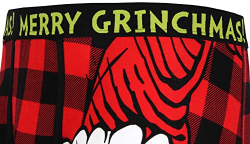 Dr. Seuss MF22BX159 Dr Seuss Grinch Boxers Men'S Grinch Santa Merry Grinchmas Holiday Novelty Buffalo Plaid Boxer Briefs Underwear (Small) Red thumb #3