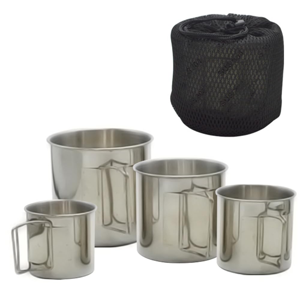 Tasse à café pour l'eau de camping rétractable kit 4 gobelets inox légers