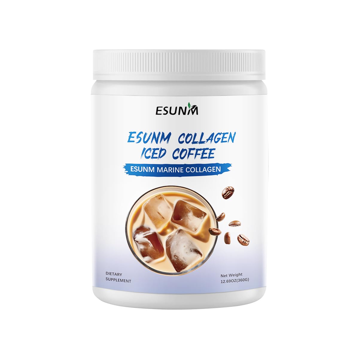 ESUNM Collagen Iced Coffee Maring Collagen, Enhance Mental and Skin Condition- Good Taste 12.69OZ(360G)