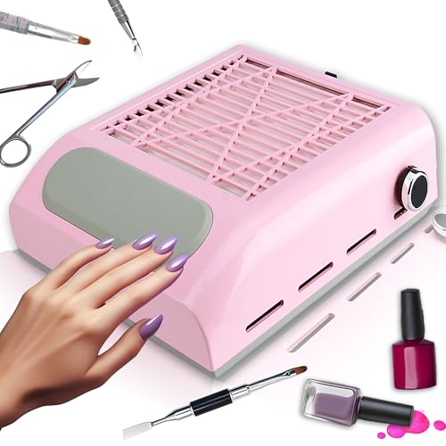 Retoo Aspirador de Uñas Profesional 80W, 4500 rpm, Rosa