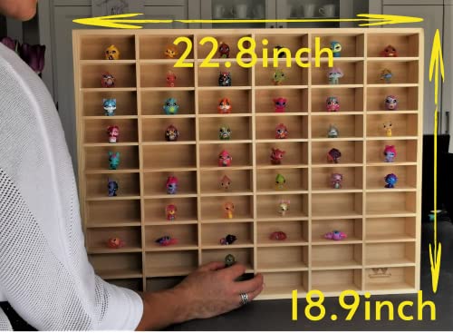 MiniOwls Cedar Wood Display - 60 compartments for Miniature Collectibles - Hanging Storage Box, Wall Organizer for Cars, Toy Figurines, Tiny Dolls, Crystals, Essential Oils -18.9x22.8x1.9'' - Thumbnail 2