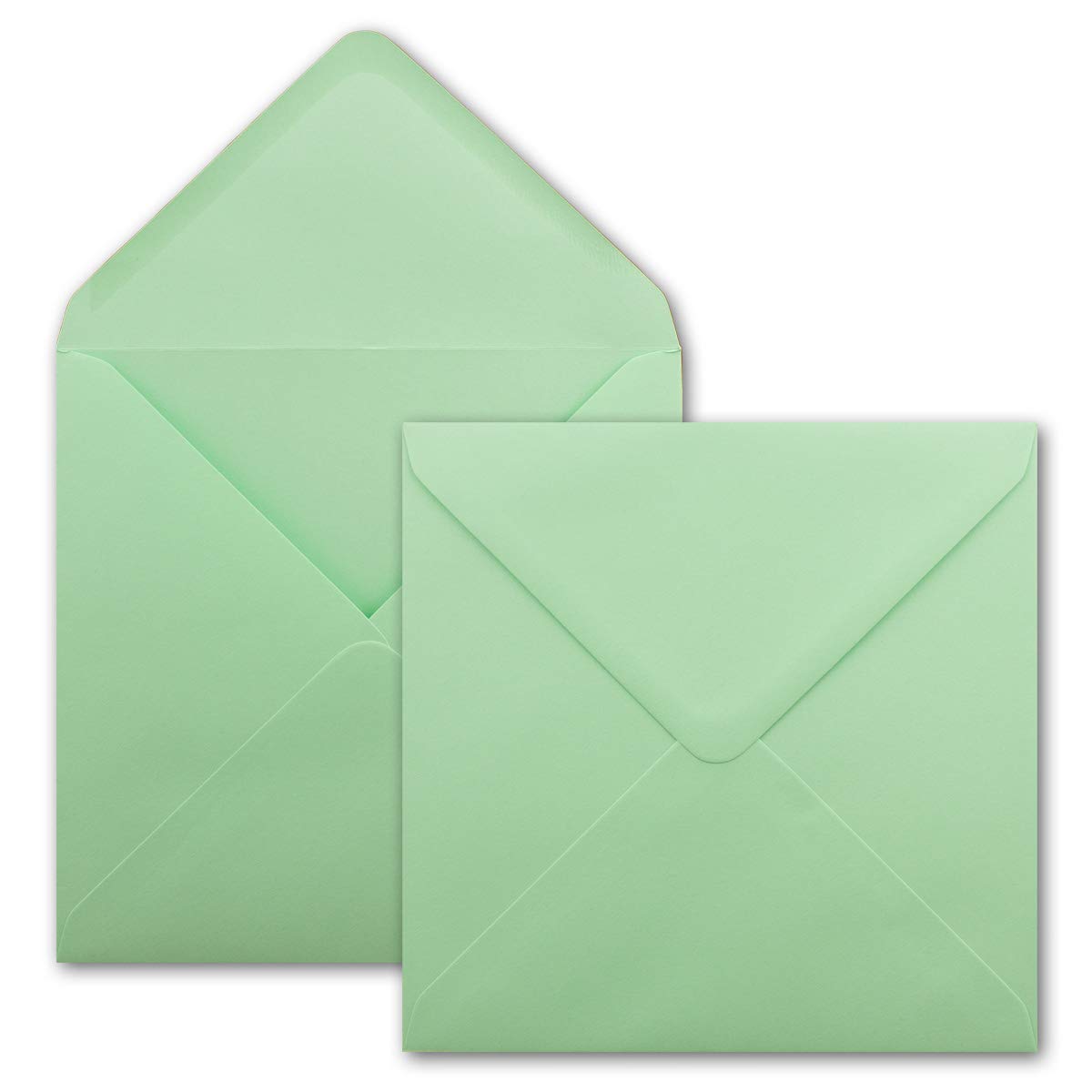 50 Enveloppes Carrées Paper24 - Vert Menthe 15,5x15,5cm - 100g/m² - Fermeture Humide Rabat Pointu - Pour Invitations