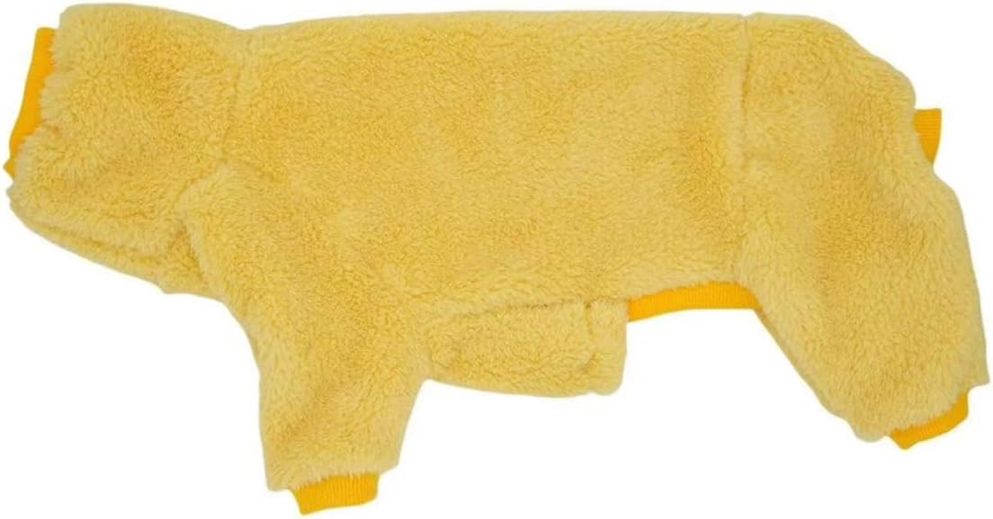Dachshund Dog Fleece Jumpsuit Turtleneck Sweater, Suitable for Dachshunds, Winter Soft Cozy Dog Pajamas Clothes (Yellow, Medium)