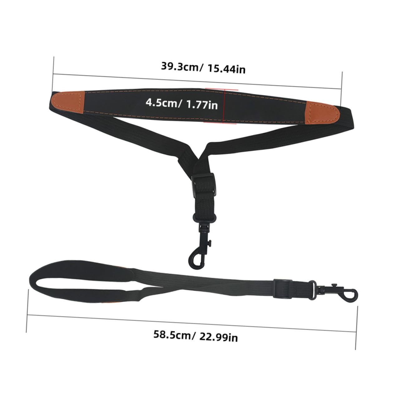 SUPVOX 2Pcs Adjustable Leather Saxophone Neck Straps Replacement Comfortable Saxophone Straps for Alto and Tenor Saxophones Durable Neck Strap for Beginner and Professional Musicians