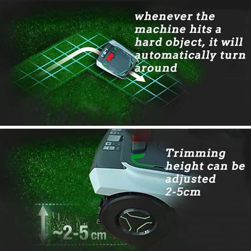 Robot cortacésped de jardín, totalmente automático, ultra silencioso con tecnología de corte inteligente, planificación de caminos, resistente a la intemperie, protección de seguridad para césped y