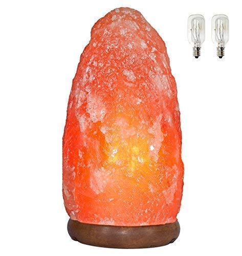 Spantik Heavy 9-13 lbs Himalayan Salt Lamp with Dimmer Switch Cord and wood base 10-11 Inch Height
