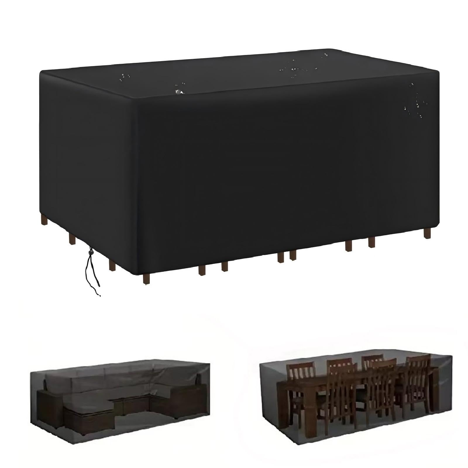 Housse Table De Jardin Housse Salon De Jardin Exterieur 190X95X75Cm, Bache Table De Jardin