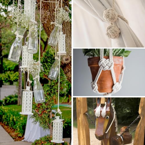 Baumwollkordel 20mm 4m, Makramee-Garnseil Tau Seil Cotton Rope Baumwollkordel Dickes Seil Weiß Seil Kordelband Vielseitig Baumwollseil Deko Seil für DIY Handwerk Dekoraion