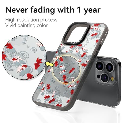 Coque compatible iPhone 15 Pro antichoc esthétique mignonne imprimée poisson rouge - 4