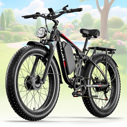PUJH Electric Bike, 52V 25Ah 3000W Dual Motors, 26