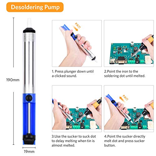 SEEKONE Soldering Iron Kit, 60W Adjustable Temperature 428°F-896°F Welding Tool with 5 Soldering Tips, Desoldering Pump, Soldering Iron Stand, Wire Cutter,Tweezers