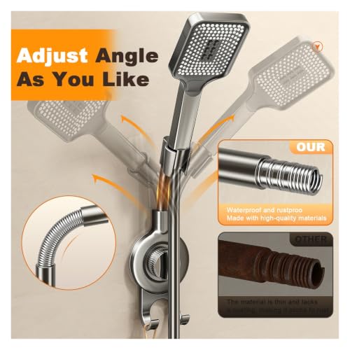 Support de douche ventouse réglable amovible orientable gris - 5