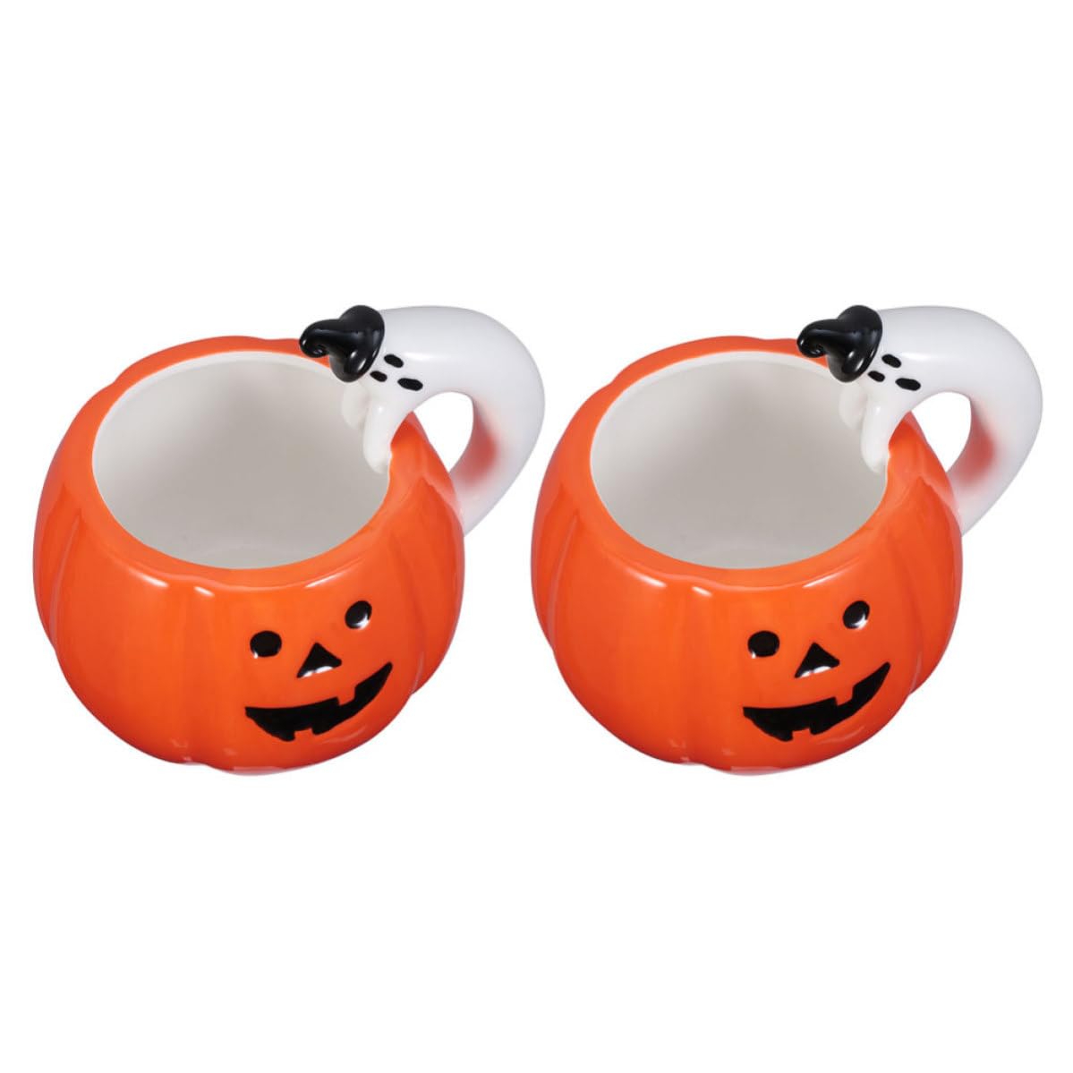 Healeved 2 Piezas Tazas como Café y Leche Creativas y Prácticas de Cerámica Forma de Calabaza para Bebidas en Fiestas Temáticas de Halloween
