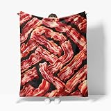 Bacon Blanket Funny Food Fleece Throw Blanket Super Soft Warm Cozy Fuzzy Plush Bacon Blanket Gifts for Men Women Girls Boys Kids Teens Room Decor 40"X50"
