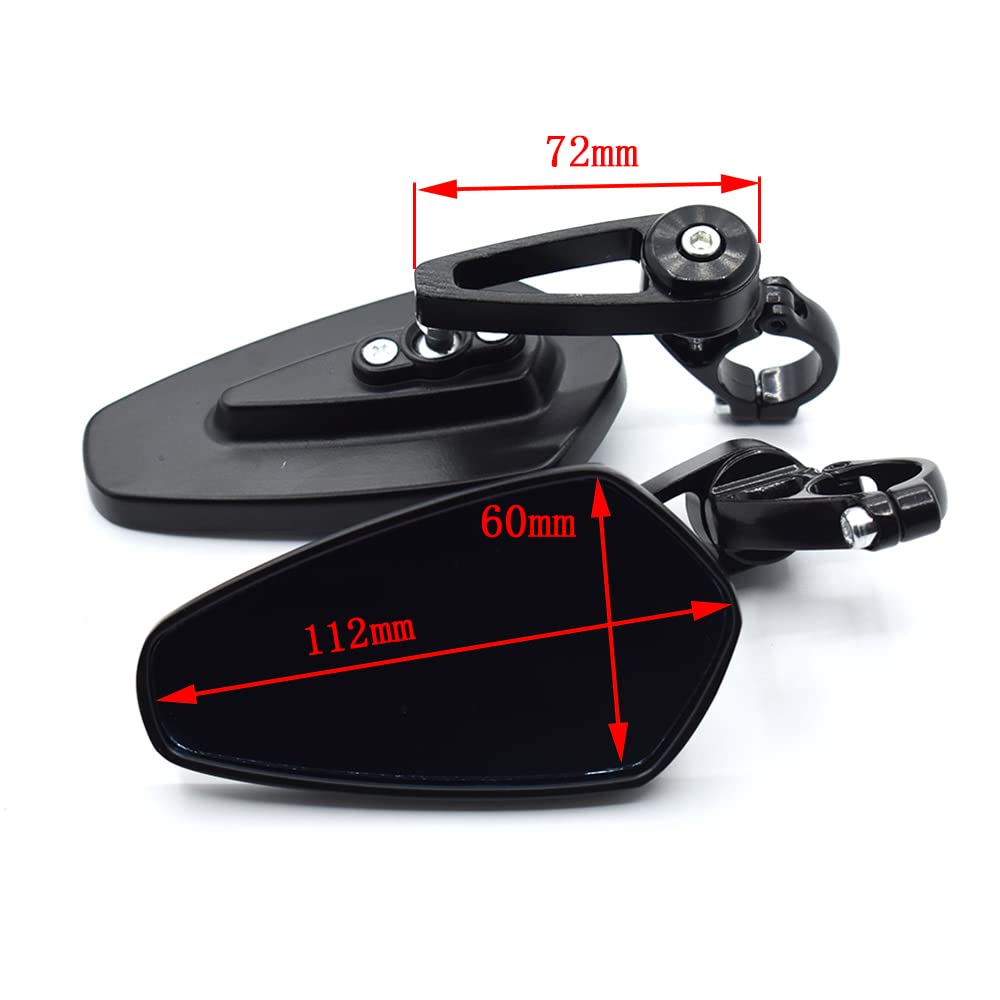 KaftKO Rétroviseur Moto,pour Ducati 796 696 400 620 695 Monster 620 MTS Hypermotard 796 S2R 7/8 "Pouces 22mm Universel Moto Guidon rétroviseur