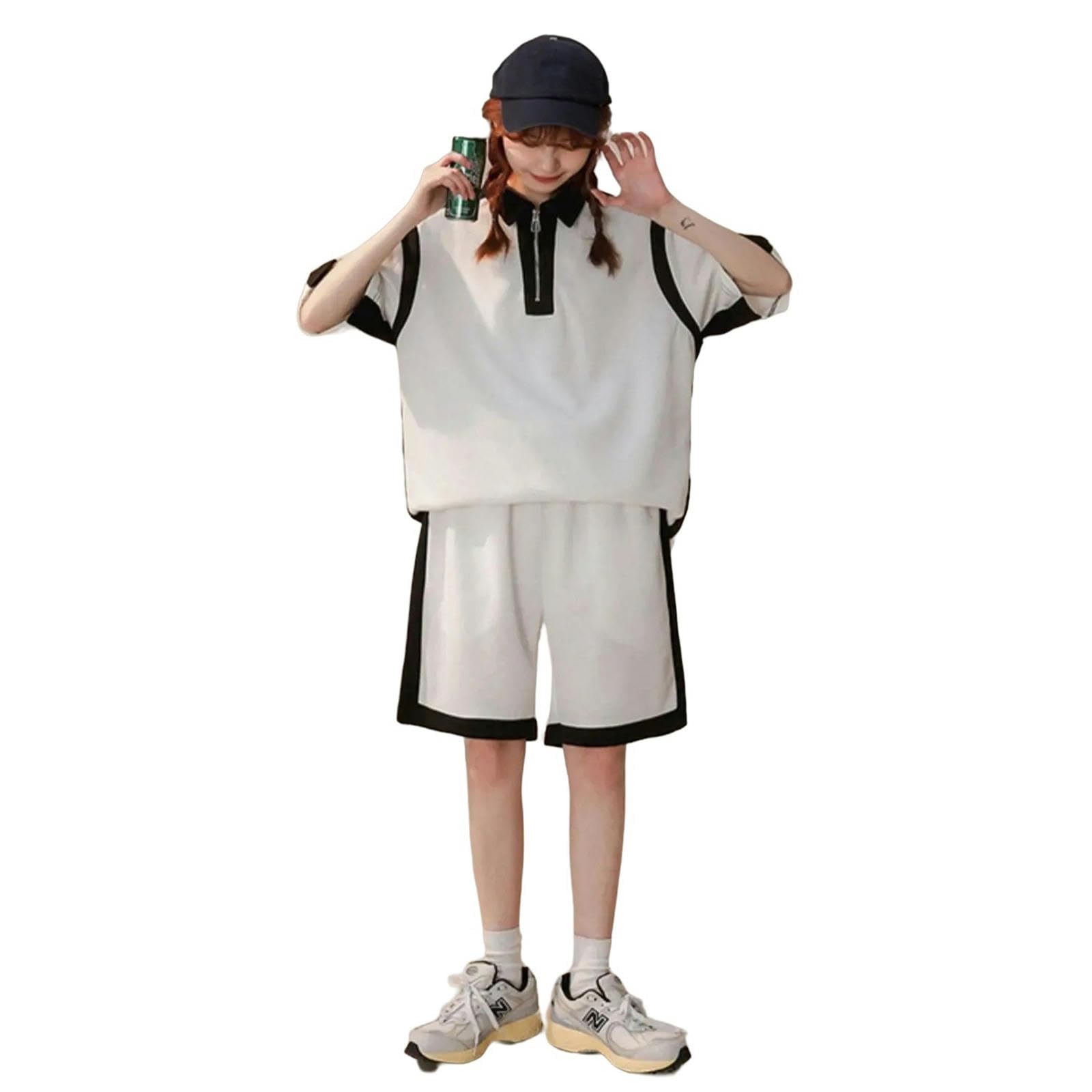 Manga Corta Mujeres Dos Piezas Sets Cortos Cortos Summer Capitán Top Sports Top Sports Casual