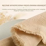 12 serwetek materiałowych, beżowe, serwetki na sztućce, serwetki bawełniane, boho, bawełna, dekoracja stołu, wesele, z frędzlami i sznurkiem, 42 x 42 cm, na imprezę, do restauracji, kuchni, 12 sztuk