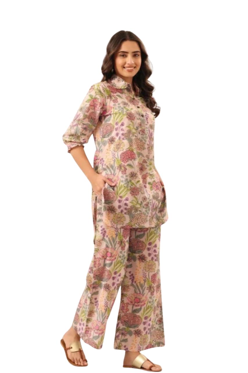 gps fashion Women’s Floral Printed Rayon Co-Ord Set Stylish Stitched Top & Pant Set Soft Comfortable Casual Wear Outfit Trendy Loungewear with Relaxed Fit_M (m)_Pink-picture-41