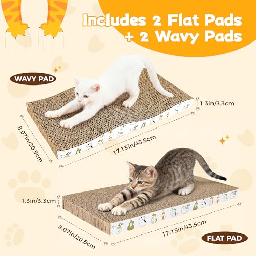 Rascadores de cartón para gatos PatiencET de interior pack de 4 con hierba gatera 3
