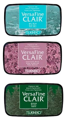 Tsukineko Versafine Clair Ink Pads, Released 2024, 12 Colors, 1 oz Gary Burlin Clear Embossing Powder, 3 Carnora Scoops