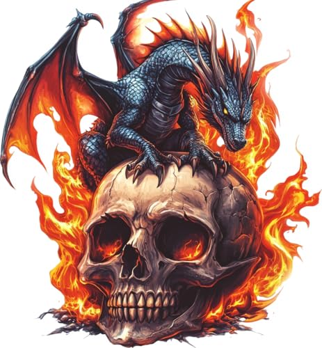 Image of Moohue Stamped Cross Stitch Kits for Adults Animal Dragon and Skull 14CT Pre Printed Cross Stitch Kits for Beginners (Animal Dragon and Skull)