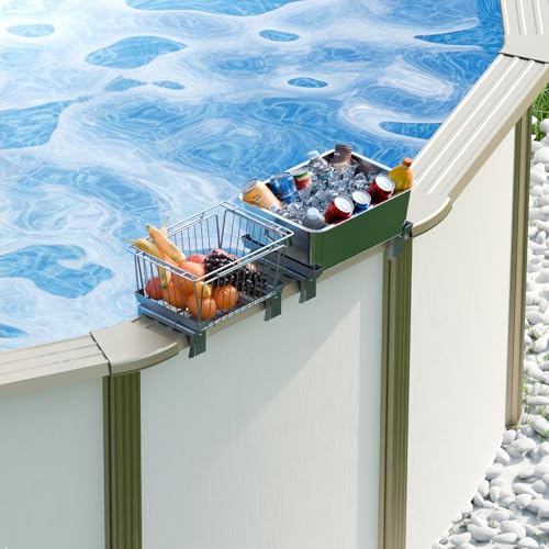 ECOPOOLTECH Pool Rail Organizer Cooler Basket for Above Ground Pools