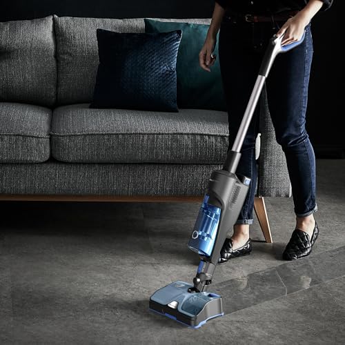 Rowenta Aspirateur Balai Laveur sans Fil, Puissant, Grande autonomie, 3 Modes de Nettoyage, Simple d'entretien, Léger, X-Combo 2-en-1, Noir/Bleu GZ3038WO