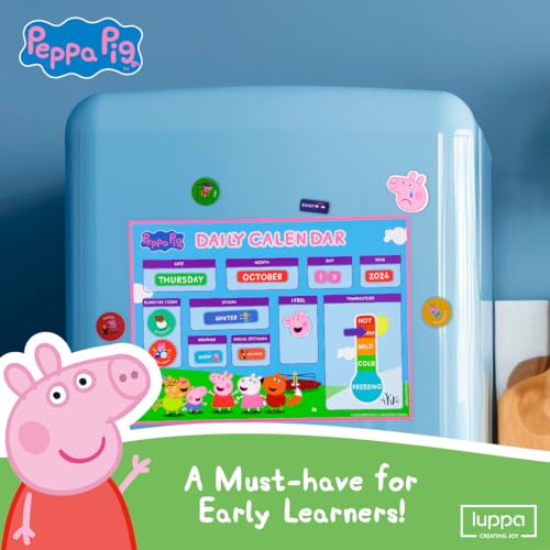Image of Peppa Pig My First Magnetic Calendar for Kids - Engaging Learning, Reusable Schedule, and Fun Chore Chart - Colorful Daily Routine! Perfect for Wall or Fridge, Preschool Learning, and Classroom Fun!