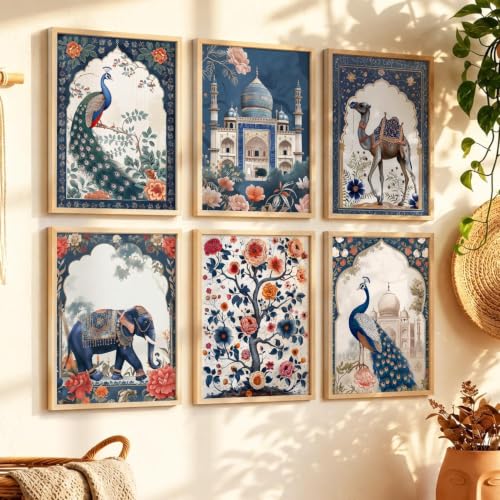 Image of kotart MadhubaniTheme Digital Painting for Wall Decoration - Wall Art Prints for Living Room Bedroom Office, living room Decor, wall hanging frames-(10x13 inch, E)