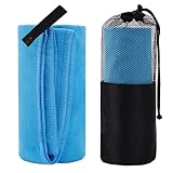 Tomotato Microfiber Travel Towel, Ultra Soft Quick Dry Absorbent Lightweight Compact Towel with Carry Bag 80x130cm for Camping Beach Gym Swimming Yoga