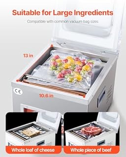 VEVOR Machine à Vide Numérique Machine à Emballer sous Vide Emballage 6,5 cbm/h, Machine sous Vide Professionnel en Acier Inoxydable avec Chambre 33 x 27 x 5 cm pour Sceller Aliments Fruits Viandes