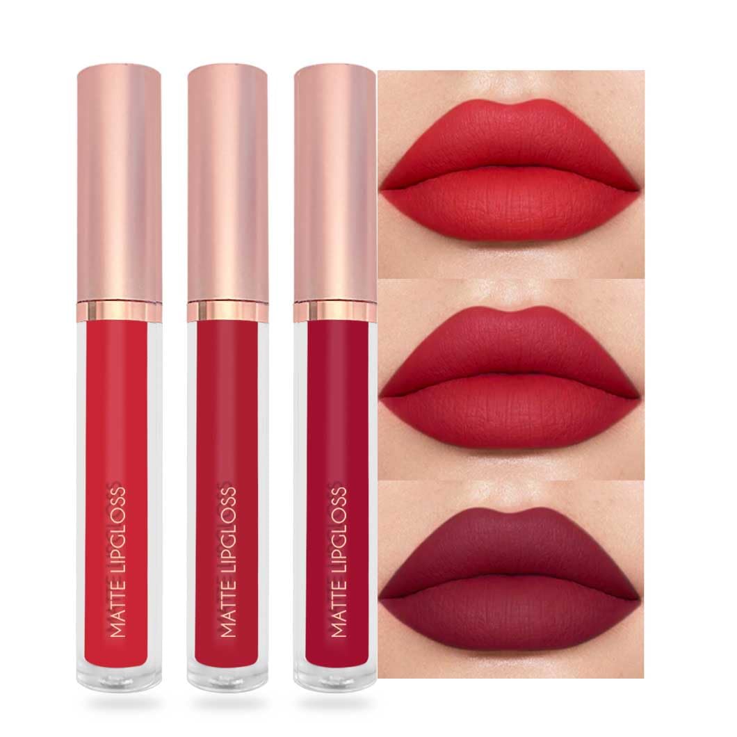 BestLand 3PCS Bold Seductive Red Liquid Lipstick Set, Matte Lip Gloss Long Lasting Waterproof, High Pigment Smudge Proof Lip Color with Chill Crimson Rust Shades for Night & Glam Makeup 0.09 Fl Oz (Pack of 3) Bold Seductive Red Trio