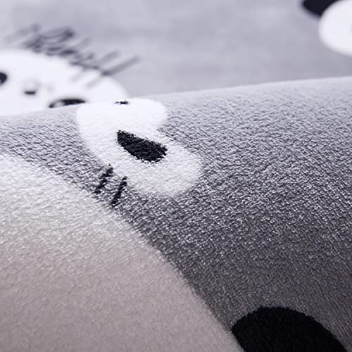 Loartee Kids Play Area Rug - 1.2" Soft & Thick Coral Velvet Nursery Rug, Crawling Mat For Toddler, Cute Panda Play Mat, Non-Toxic & Anti-Skid, Gray, Size:6'6"X6'6"(About 200X200Cm) #TOP1