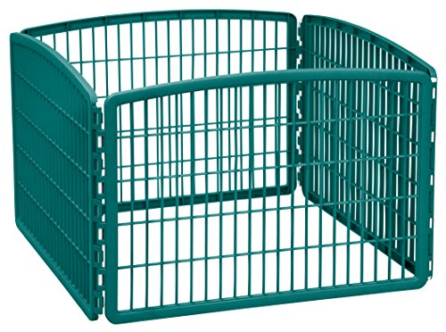 IRIS USA 24" Exercise 4-Panel Pet Playpen without Door, Dog Playpen, Puppy Playpen, Small and Medium Dogs, Keep Pets Secure, Easy Assemble, Rust-Free, Heavy-Duty Molded Plastic, Customizable, Green