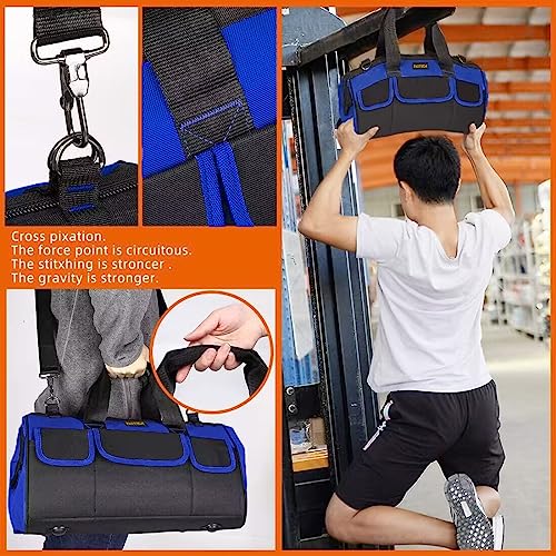 Fastech 20 Inch Heavy Duty Tool Bag With Wide Mouth For Tool Storage,Carrier And Organizer,Tool Bag For Men/Women, Wide Mouth Tool Bag With Inside Pockets (20 Inch) #TOP6