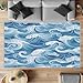 Ocean Wave Rugs for Living Room 3x4, Nautical Sea Waves Pattern Design Area Rug, Ocean Wave Bedroom Decor Carpet, Non Slip, Washable NN140