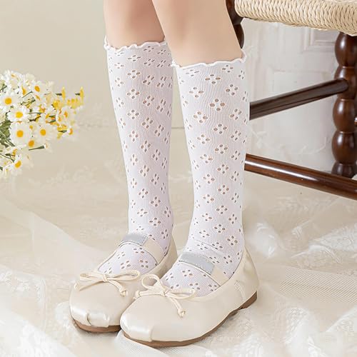 Hollowout Kneehigh Socks AntiSlip MidCalf Spring Soft Thin Child Lace Flower Kneehigh Socks For Girl3